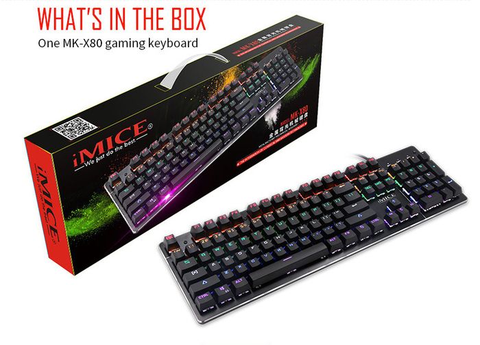 New IMICE MK-X80 USB Wired Luminous Lit Mechanical Gaming Keyboard Black