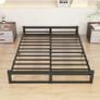 King Size Bed Frame,5ft Floor Bed Frame King Size Bed Base with Steel Slats,Heavy Duty Metal Platform Low Bed King Beds 150x200 cm,Mattress Base No Box Spring Needed,No Noise,Black Image 8