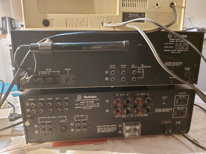 Technics FM-AM Stereo Tuner Model ST-3200, Technics Model No. RS-M205, Technics Stereo integrated Amplifier Model SU-3200, 3 parts of a Technics Music System, No phonograph or Speakers