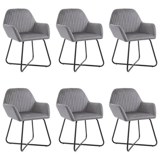 Dining Chairs 6 pcs Grey Velvet
