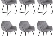 Dining Chairs 6 pcs Grey Velvet