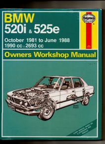 BMW 520i & 525e Haynes Manual 1981-1988