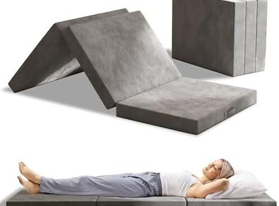 Folding Mattress Single, 15CM Trifold Foldable Mattresses Single Bed, Guest Mattress Memory Foam with Washable Cover, Floor Mattresses for Travel, Camping, Guest Bed, Studio, Dorm