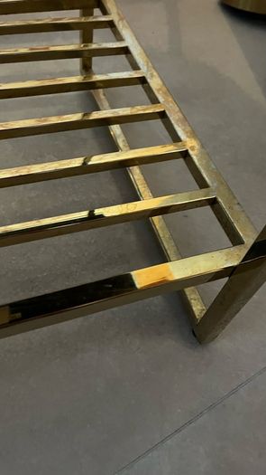 Gold Metal Side Table / Console Table Cracked Top