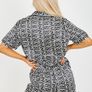 Zig Zag Print Satin Short PJ Set White Image 4
