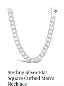 Sterling Silver Flat Square Curbed Men's Necklace