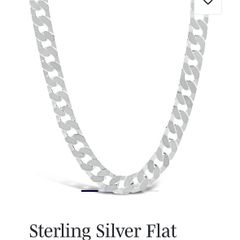 Sterling Silver Flat Square Curbed Men's Necklace