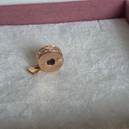 Pandora rose gold Infinite hearts sparkling dangling clip charm ,two small signs of the back but not visible