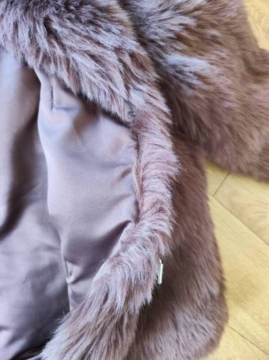 Brand New Fur Faux coat jacket burgundy purple M&S Sienna Miller Size 16