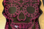 Akcam Turkish Glass Sugar Skull Serving Platter - Day of the Dead / Halloween