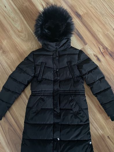 Next black longline puffa coat age 10 as new!