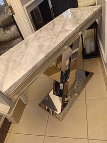 table console table solid marble table pure marble and chrome stand  165 euro grey solid  marble and chrome stand immaculate condition