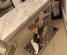 table console table solid marble table pure marble and chrome stand  165 euro grey solid  marble and chrome stand immaculate condition