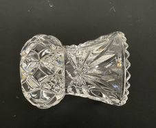 Vintage Crystal Clear Pressed Glass Sunburst Diamond vase or candlestick