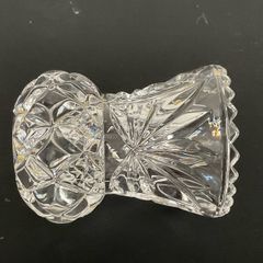 Vintage Crystal Clear Pressed Glass Sunburst Diamond vase or candlestick