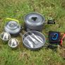 Camping Cooker Pan Set Aluminum Camping Cookware Kit for 2 People, Portable Outdoor Pot Pan Stove Kettle 2 Cups and Tableware - Backpacking Cookware for Picnic Trekking and Hiking Image 3