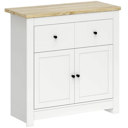Sideboard with ample storage, Sideboard with Soft-Close doors, 2 Drawers, Adjustable Shelf, White