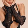 Classy Black Gloves with Sparkly Gems Image 3