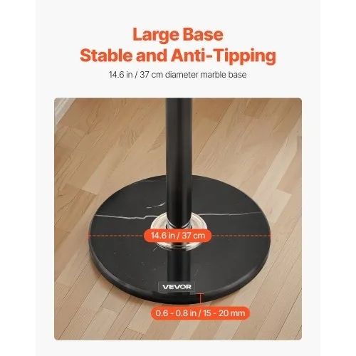 Coat Rack Freestanding, Coats Tree Stand with Stable Marble Base & 6 Hooks, Free Standing Hall Coat Rack for Entryway, Bedroom, Office, Living Room
