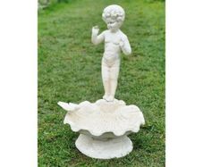 Bird Bath Cherub Standing H143