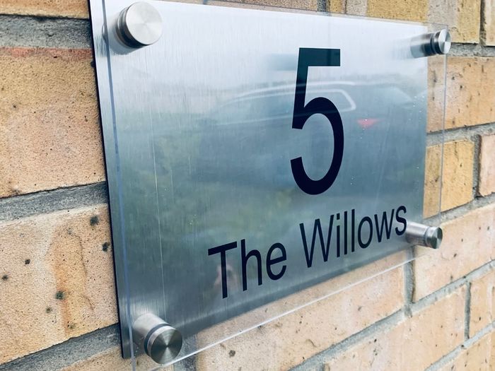 Custom Made Modern House Sign Plaque Door Number Street Glass Effect Acrylic Aluminium With Your Name And Number