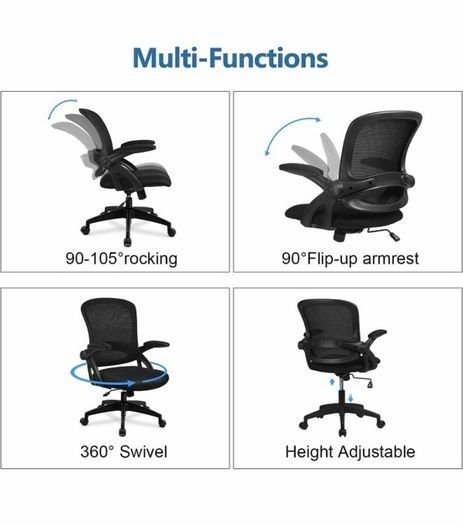 NEW SALE | Desk Chair Office Chairs 90Degree Flip-up Armrest Ergonomic Computer Chair Height Adjustable 360 Degree