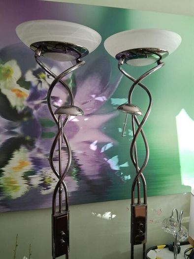 2 Bronze metallic tall floor lamps