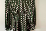 Oliver Bonas Green Geometric Satin Mini Shirt Dress