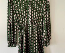 Oliver Bonas Green Geometric Satin Mini Shirt Dress