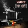 Hot Plate HP2 BK, Table Top Cooking, 2500W Black Steel Electric Double Hob with Handles, 2 Cast Iron Portable Hob Burner Rings (1500W & 1000W) for Home Kitchen, Pots Image 3