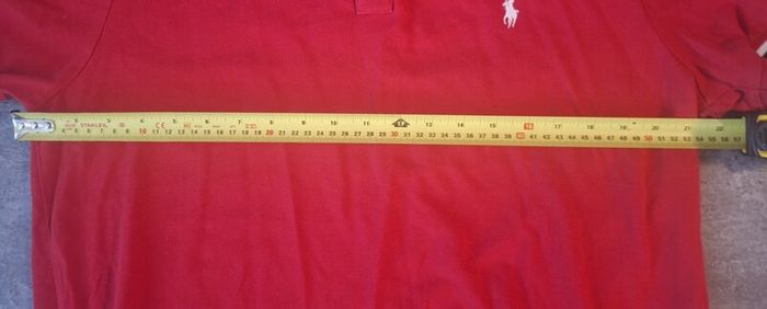 Polo Ralph Lauren Men's L Polo Shirt Red White Tipped Big Sleeve Logo Custom Fit