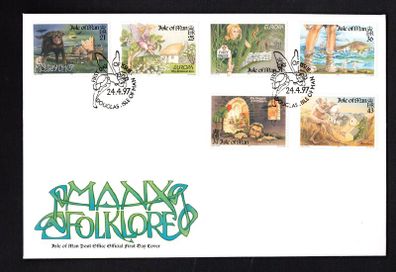 1997 Isle of Man Europa: Tales and Legends Commemorative Stamps First Day Cover (FDC)