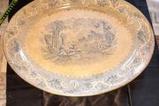 Large Rare Antique Blue Staffordshire Platter Rhine Scene 19th Century