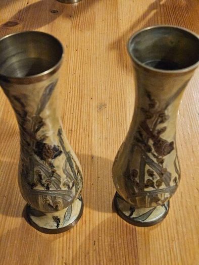 3 X Pairs Of Vases. Porcelain And Metal All In Good Condition. See Photos For Same.