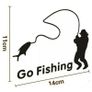 Car Sticker Go Fishing White Black Image 3
