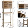 Bathroom Storage Shelf with Cabinet, Bamboo Over-The-Toilet Organizer Rack, Freestanding Toilet Space Saver with 3-Tier Adjustable Shelves Walnut Image 2