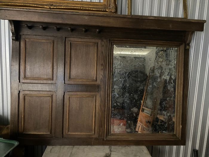 Oak hallway mirror coathook pegs