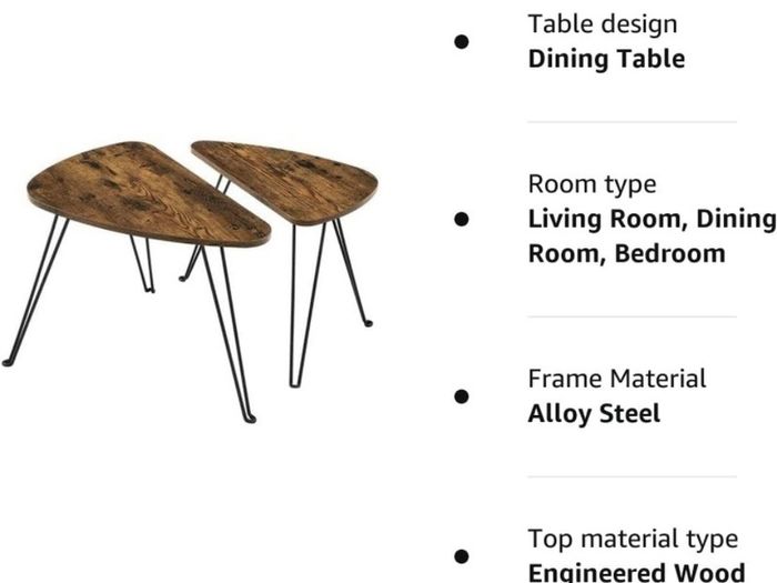Set of 2 Side Tables, Nesting Tables, End Tables, for Living Room, Dining Room, Bedroom, Industrial Style, Rustic Brown and Black (FREE POSTAGE)