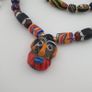 Antique Venetian Style MultiColor Mix Glass & Old Face Glass Pendant Necklace Image 2