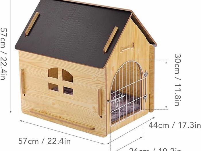 Wooden Pet House with Roof for Dogs Indoor Use, Easy Assemble Breathable Dog Crate for Small Medium Dog Cat, Dog Kennel for Playing and Resting (FREE POSTAGE)