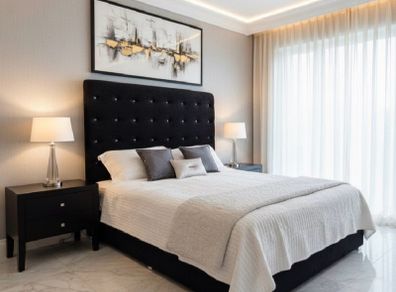 King size bed  tall headboard base  and mattress