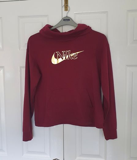 nike icon funnel neck hoodie size xs burgundy in excellent condition
