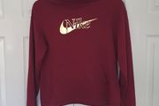 nike icon funnel neck hoodie size xs burgundy in excellent condition