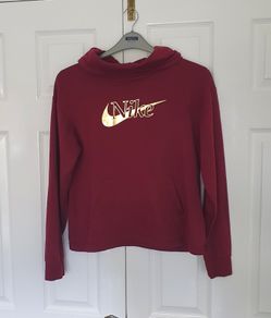 nike icon funnel neck hoodie size xs burgundy in excellent condition
