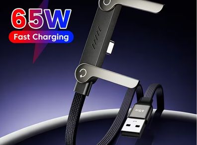 USB to Type-C Braided Stand Cable, USB-A to Type-C Folding Stand Fast Charging