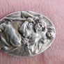 Religious antique French silvered catholic medal pendant plaque memorial tablet of Saint Christopher Image 5