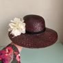 Black Straw Hat with flowers Image 2