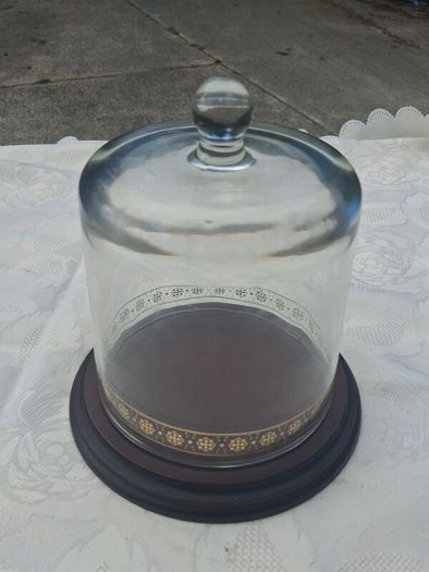 Mid Century Hand Blown Glass Cloche on Plynth