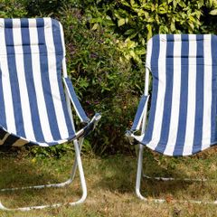 Tubular steel garden chairs.