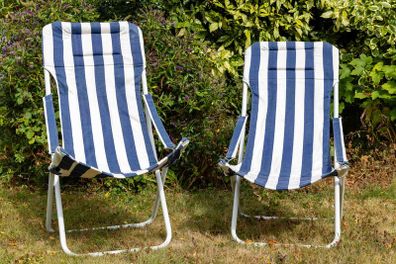 Tubular steel garden chairs.